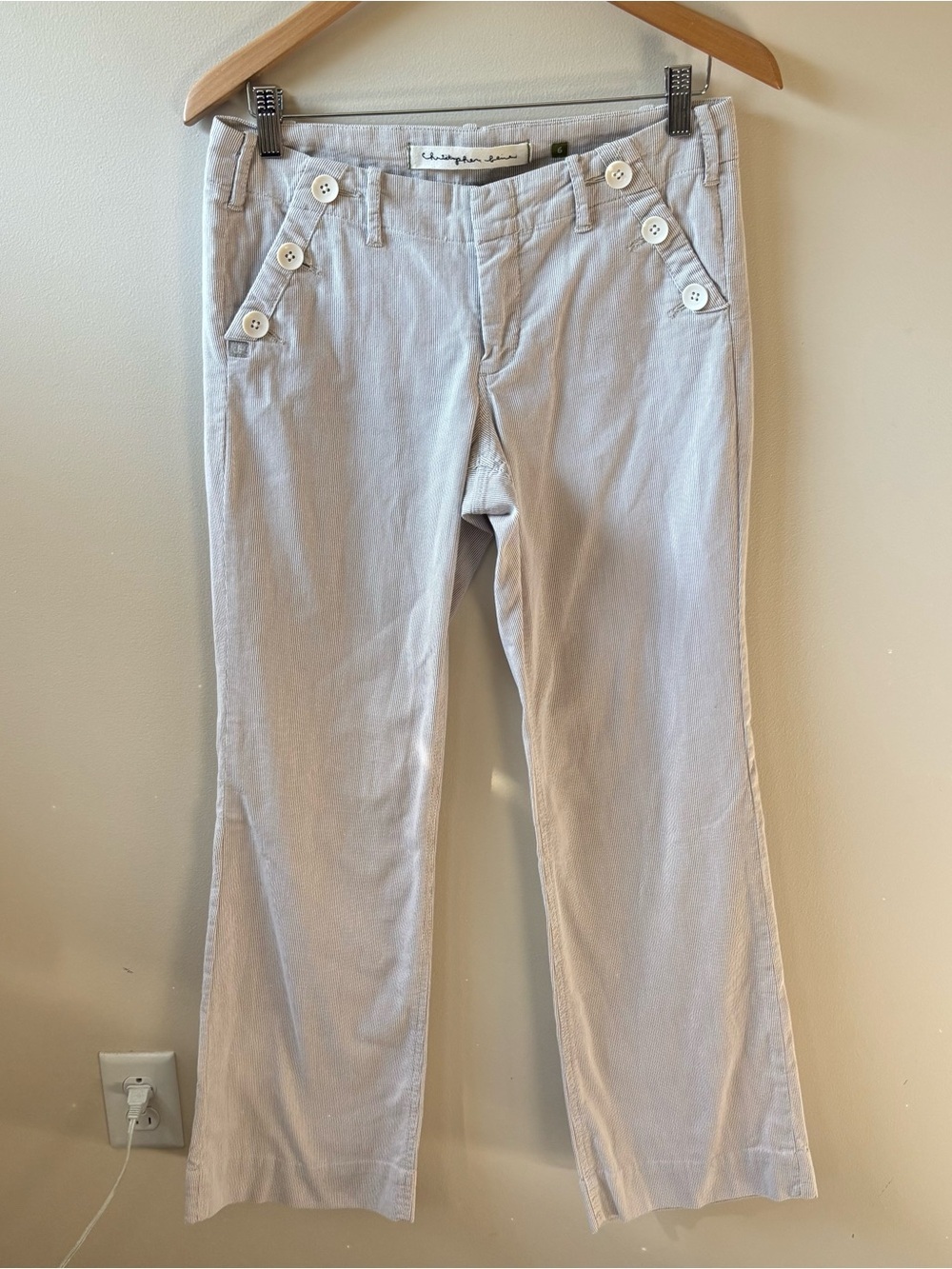 Christopher Blue Cream Pinstripe Pants
